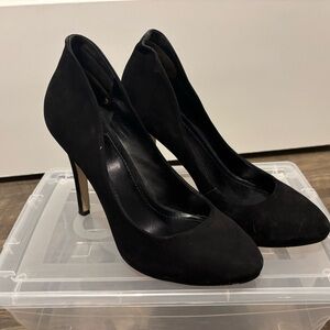 Black Suede 4 inch Heels, Size 9